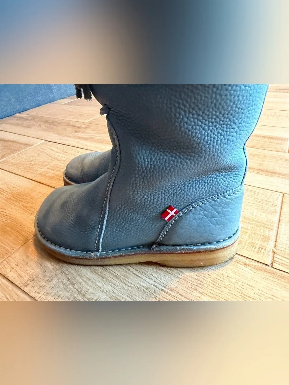 Duckfeet Arhus Blue Pebbled Leather Shearling Lined Boots Sz 39